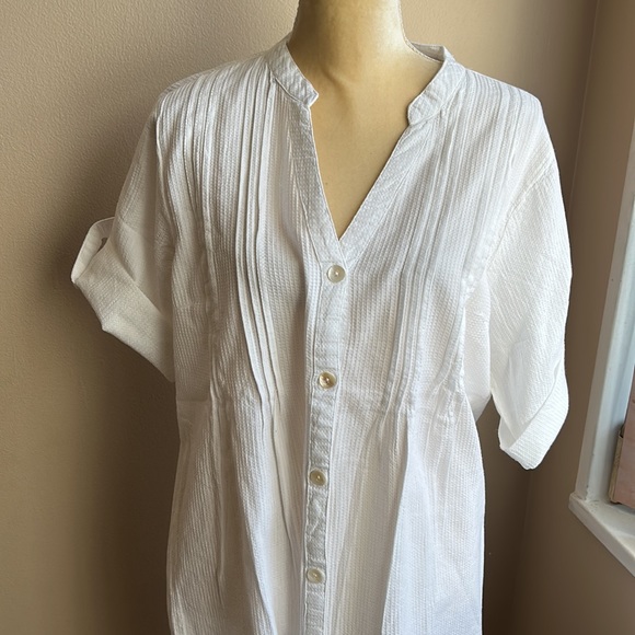 Club Z Collection Womens Tunic White Swim Cotton Cover up PinTucks - Picture 2 of 4